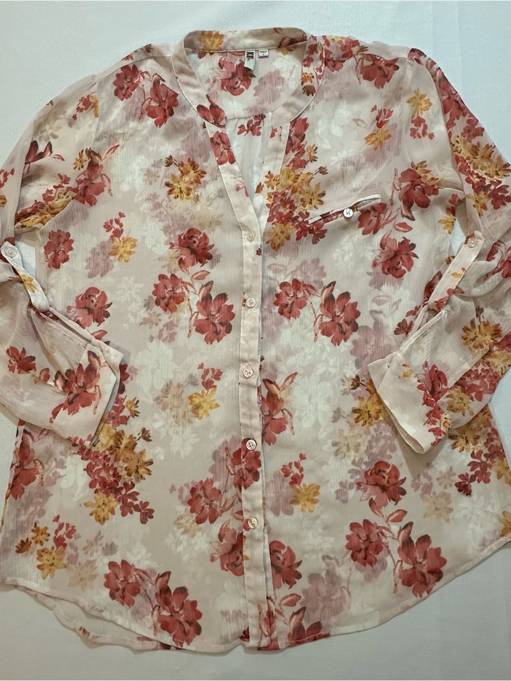 KUT From The Kloth Floral Sheer Blouse Large